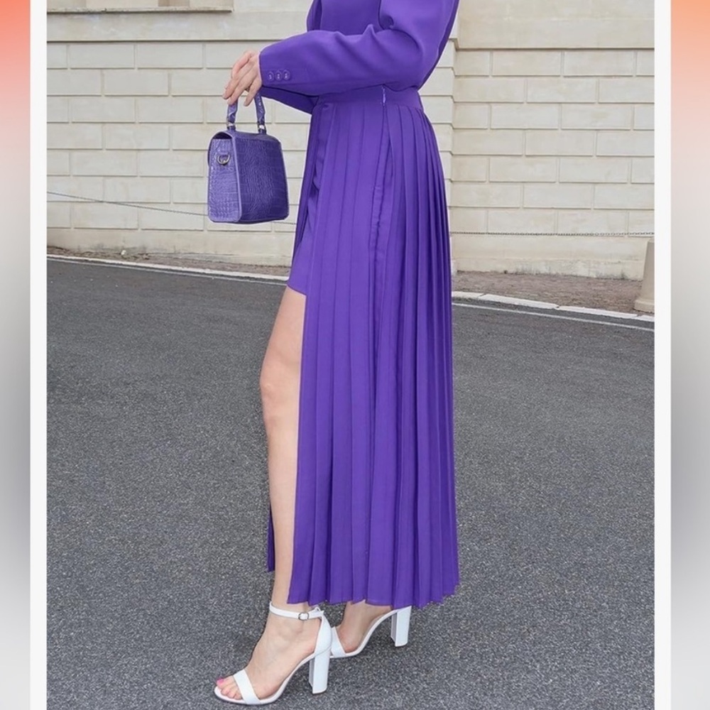 THE DROP Pleated Maxi Skirt with High Slit NWT! 💜 - Picture 4 of 5